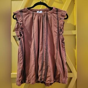 Cloth & Stone Ruffled Brown Striped Women's Top